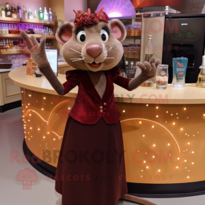 Brown Ratatouille mascot costume character dressed with a Cocktail Dress and Rings