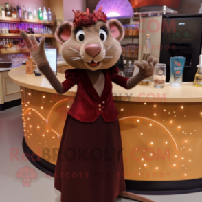 Brown Ratatouille mascot costume character dressed with a Cocktail Dress and Rings