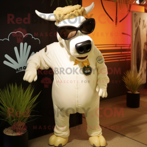 Creme Zebu maskot kostume...