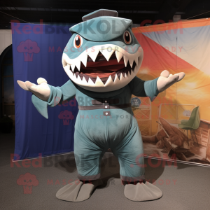 nan Megalodon mascot costume character dressed with a Culottes and Foot pads