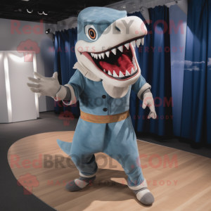 nan Megalodon mascot costume character dressed with a Culottes and Foot pads