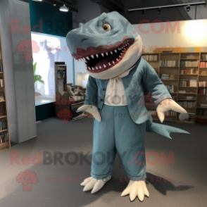 nan Megalodon mascot costume character dressed with a Culottes and Foot pads