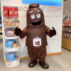 nan Chocolate Bar mascot costume character dressed with a Long Sleeve Tee and Tote bags