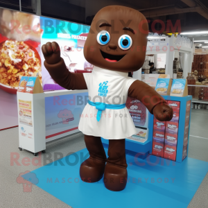 nan Chocolate Bar mascot costume character dressed with a Long Sleeve Tee and Tote bags