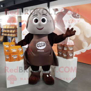 nan Chocolate Bar mascot costume character dressed with a Long Sleeve Tee and Tote bags