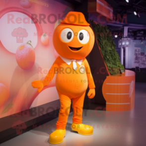 Orange Candy Box mascot costume character dressed with a Trousers and Anklets
