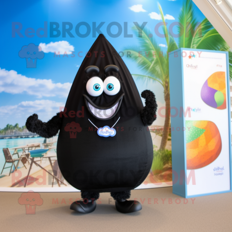 Black Onion mascot costume character dressed with a Swimwear and Bracelets