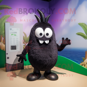 Black Onion mascot costume character dressed with a Swimwear and Bracelets