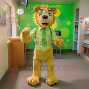 Limegrønn Tamer Lion maskot...