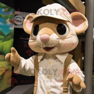 Tan Dormouse maskot kostume...