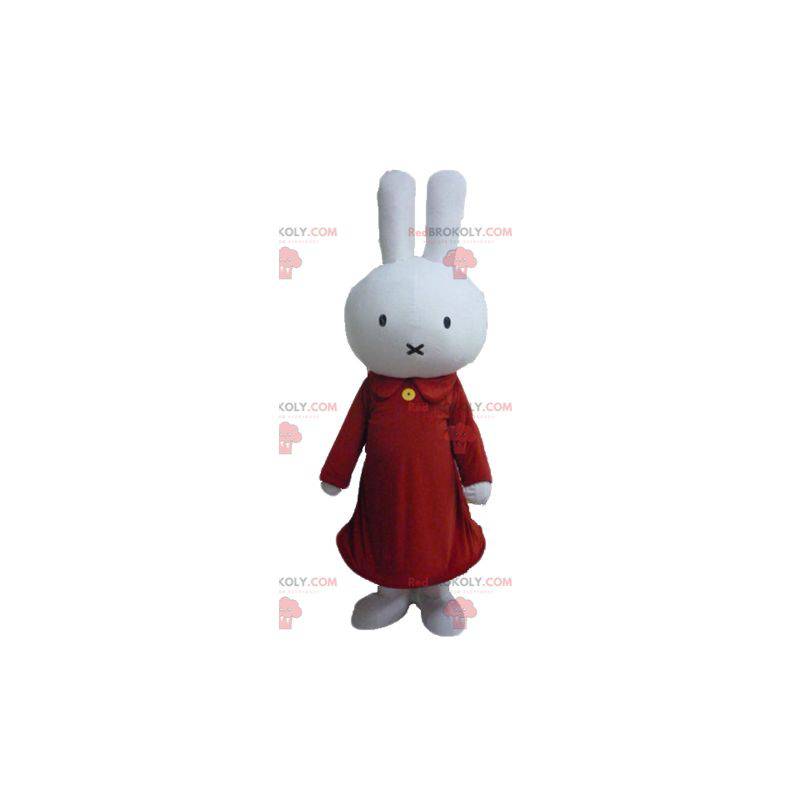 Plush white rabbit mascot dressed in red - Redbrokoly.com