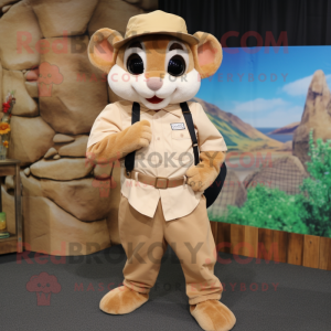 Tan Dormouse mascot costume character dressed with a Poplin Shirt and Caps