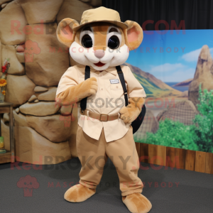 Tan Dormouse maskot kostume...