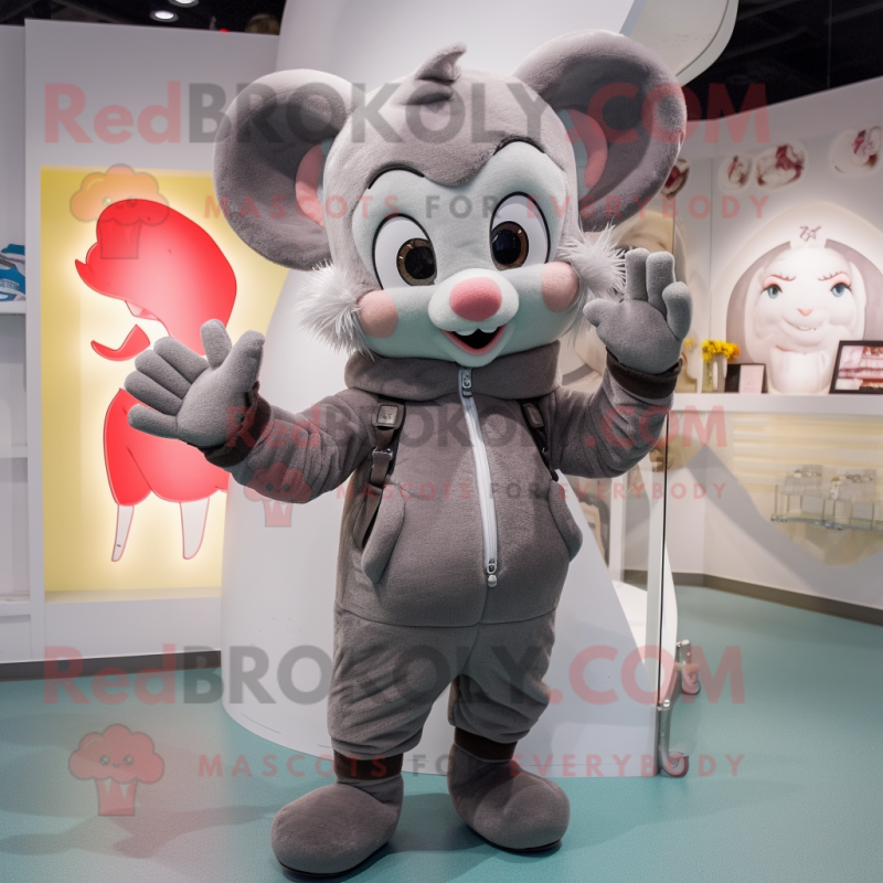 Gray Cupid mascot costume character dressed with a Parka and Mittens Gray Cupid mascot costume character dressed with a Parka and Mittens