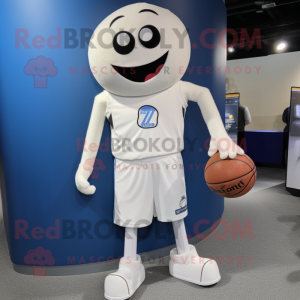 White Basketball Ball mascot costume character dressed with a Bootcut Jeans and Tie pins