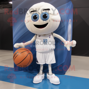 White Basketball Ball mascot costume character dressed with a Bootcut Jeans and Tie pins