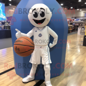 White Basketball Ball mascot costume character dressed with a Bootcut Jeans and Tie pins