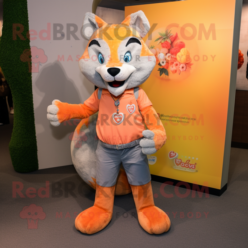 Peach Wolf mascot costume character dressed with a Bootcut Jeans and Anklets