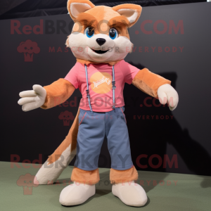 Peach Wolf mascot costume character dressed with a Bootcut Jeans and Anklets