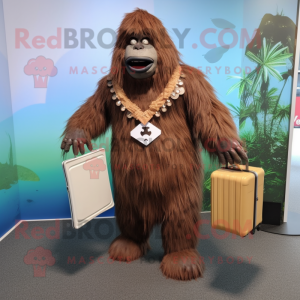 nan Sasquatch mascot costume character dressed with a Pleated Skirt and Briefcases