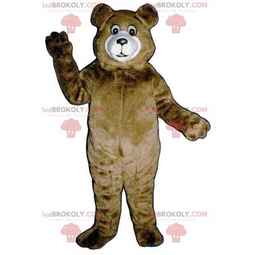 Mascotte de gros ours brun et blanc géant - Redbrokoly.com