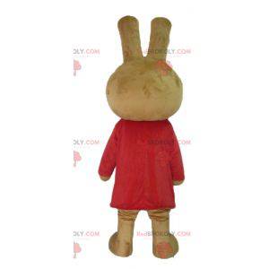 Bruin pluche konijn mascotte gekleed in rood - Redbrokoly.com