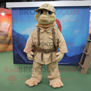 Tan Turtle maskot kostume...