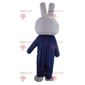 Mascotte de lapin blanc habillé d'un costume cravate -