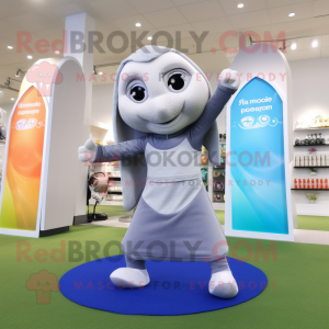 Silver Golf Bag mascot costume character dressed with a Yoga Pants and Shawls