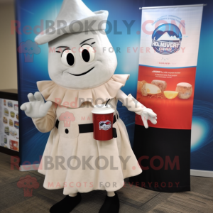 nan Clam Chowder mascot costume character dressed with a Cocktail Dress and Messenger bags