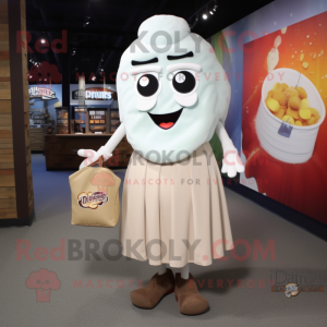 nan Clam Chowder mascot costume character dressed with a Cocktail Dress and Messenger bags
