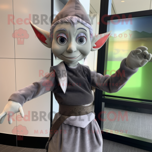 Gray Elf maskot kostume...