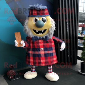 Navy Candy mascot costume character dressed with a Flannel Shirt and Hairpins