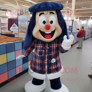 Navy Candy mascot costume character dressed with a Flannel Shirt and Hairpins