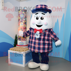 Navy Candy mascot costume character dressed with a Flannel Shirt and Hairpins