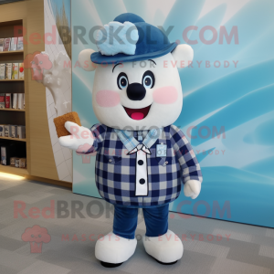 Navy Candy mascot costume character dressed with a Flannel Shirt and Hairpins