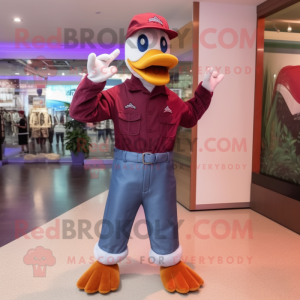 Maroon Goose maskot kostym...