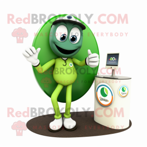 Olive Engagement Ring mascot costume character dressed with a Polo Shirt and Earrings