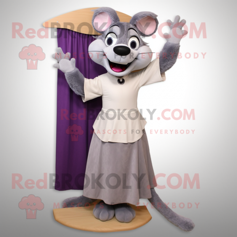 Gray Moussaka mascot costume character dressed with a Sheath Dress and Ties Gray Moussaka mascot costume character dressed with a Sheath Dress and Ties