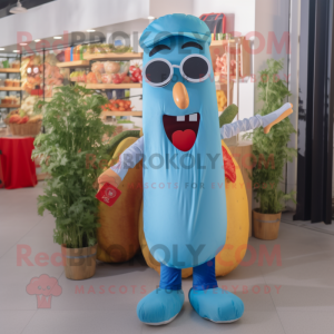 Sky Blue Hot Dogs maskot...