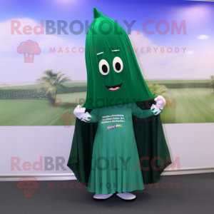 Forest Green Ray mascot costume character dressed with a Pencil Skirt and Shawl pins