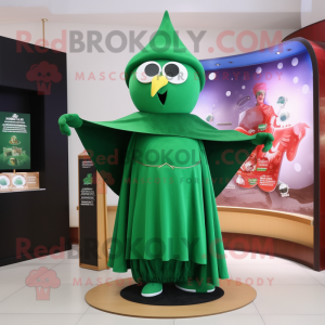 Forest Green Ray mascot costume character dressed with a Pencil Skirt and Shawl pins