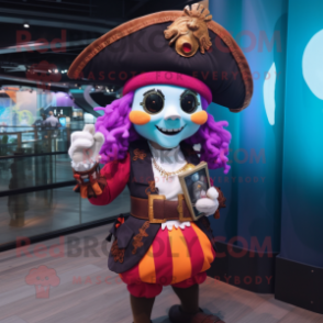 nan Pirate mascot costume character dressed with a Mini Dress and Backpacks