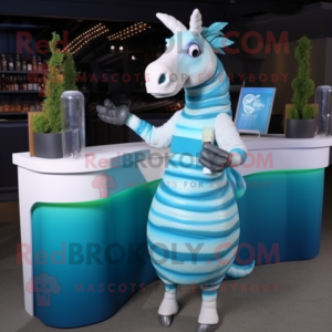 Cyan Quagga maskot drakt...