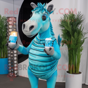 Cyan Quagga maskot kostume...