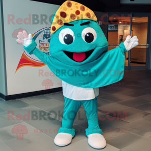 Teal Pizza Slice maskot...