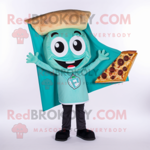Teal Pizza Slice maskot...