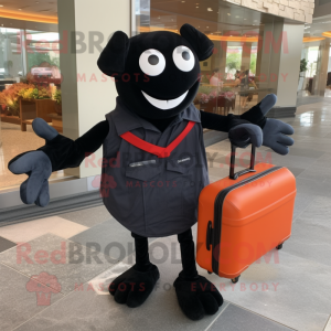 Black Crab mascot costume character dressed with a Button-Up Shirt and Briefcases