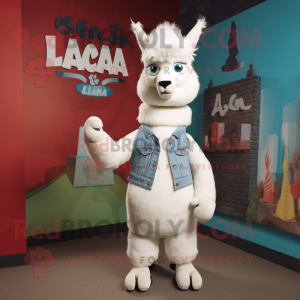 Witte lama mascotte kostuum...