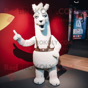 Witte lama mascotte kostuum...